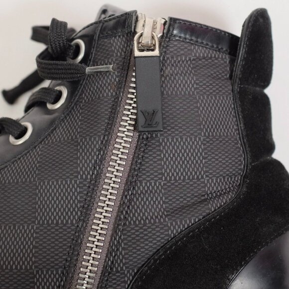 Louis Vuitton 8 US 9 black sneakers high top black Damier LOGO PRINT - Picture 8 of 14